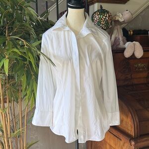 TALBOTS ladies size 14 white blouse excellent condition wrinkle resistant